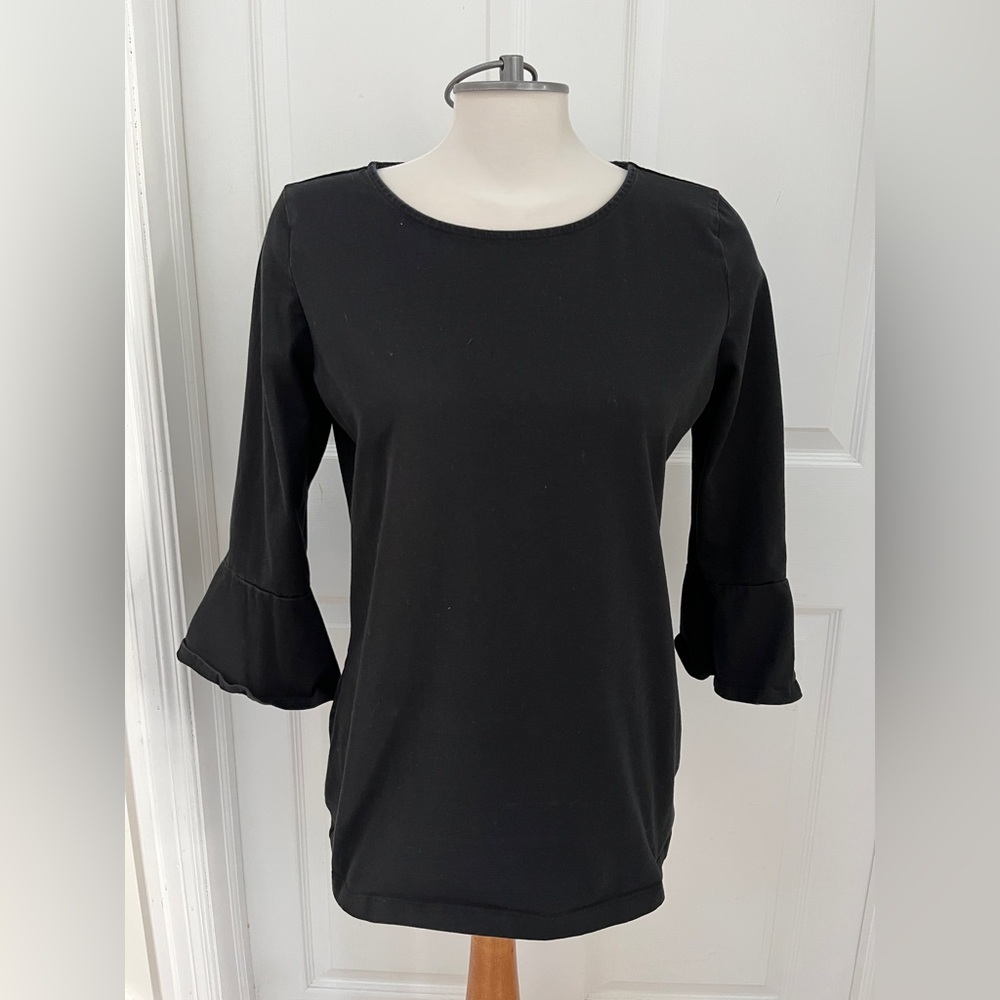Segments cotton Black 3/4 flared Sleeve Top size large